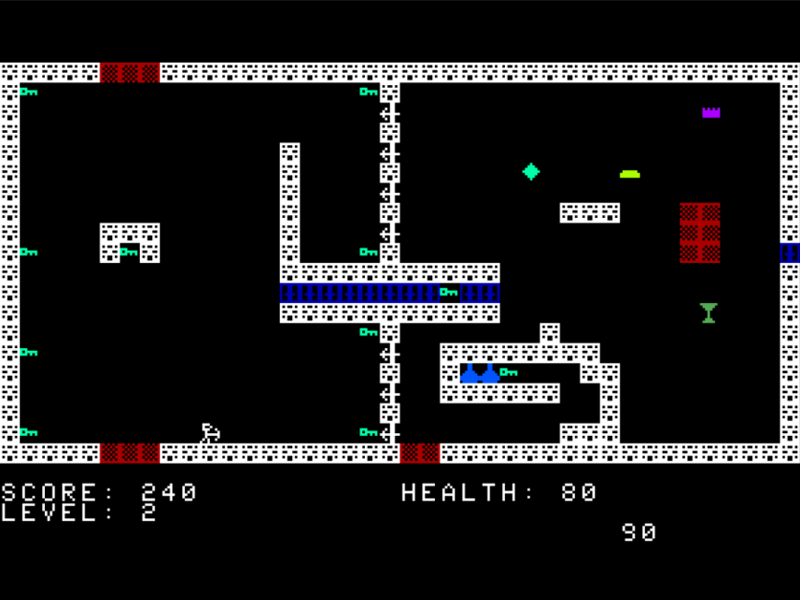 The Dungeon Depths (TRS-80 CoCo) screenshot: Lots of Keys to Collect