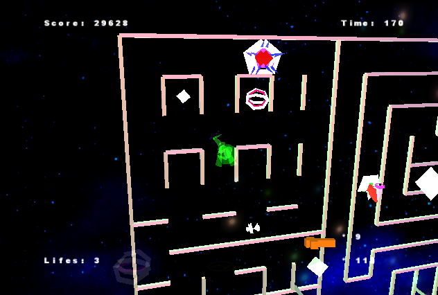 Alzey (Windows) screenshot: The player under the effect of the ghost power-up.