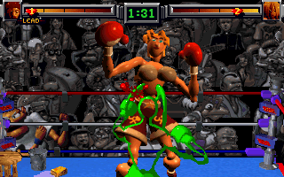 Total Knockout: Championship Female Boxing! (DOS) screenshot: Take that!