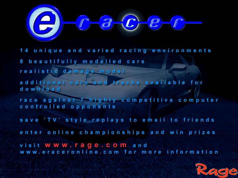 eRacer (Windows) screenshot: Exit screen from demo version