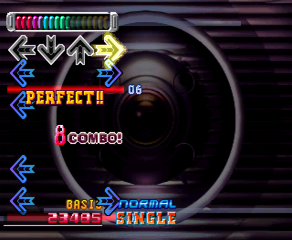 Dance Dance Revolution: Best Hits (PlayStation) screenshot: Practicing in the training mode.