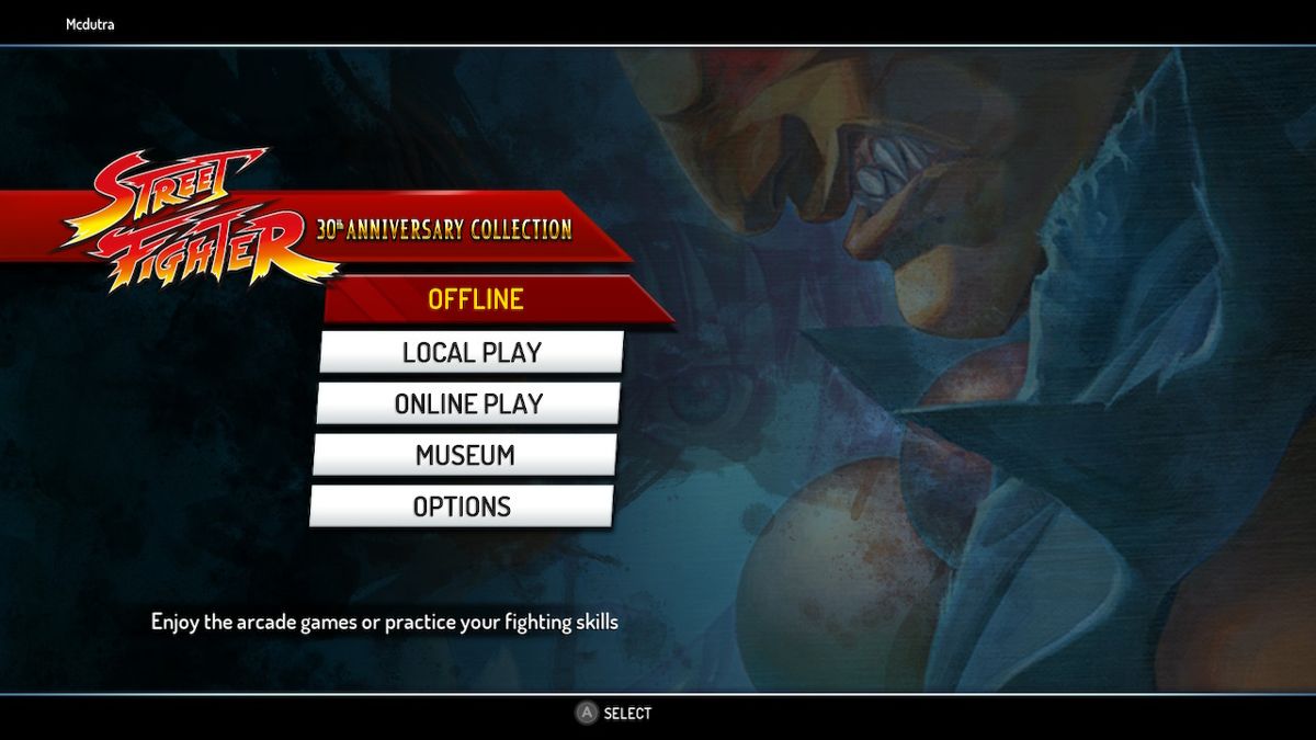 Street Fighter: 30th Anniversary Collection (Nintendo Switch) screenshot: Main menu