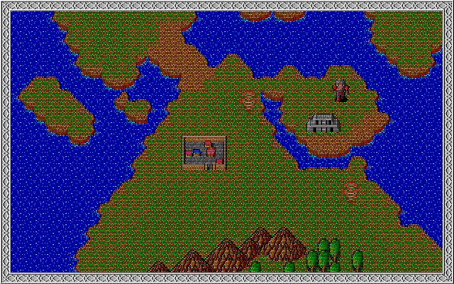 Lesser Mern (PC-98) screenshot: World map, those whirlwinds are random enemy encounters