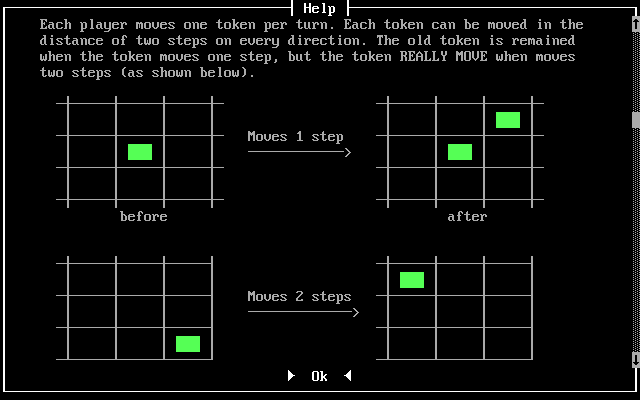 Hungry? (DOS) screenshot: The help screen has some fancy diagrams
