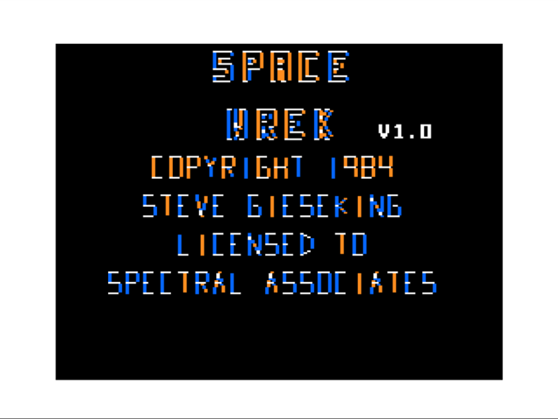 Space Wrek (TRS-80 CoCo) screenshot: Title Screen