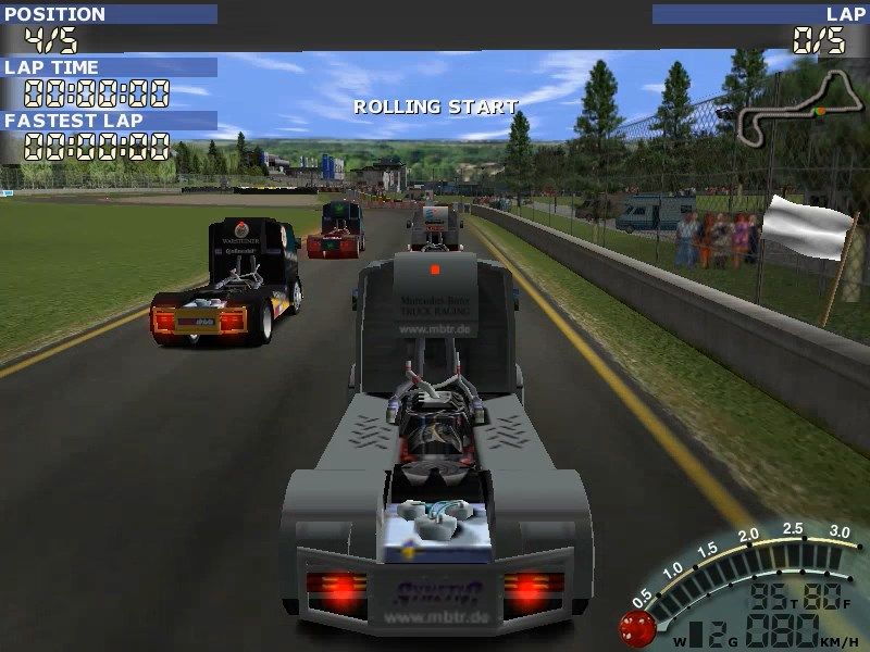 Mercedes-Benz Truck Racing (Windows) screenshot: Rolling start for the race