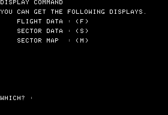 Stellar Power (Apple II) screenshot: Display Commands