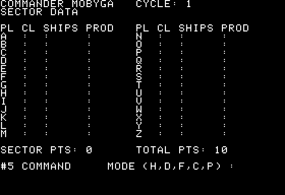 Stellar Power (Apple II) screenshot: Sector Data