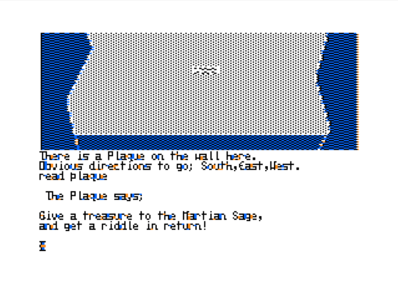 The Martian Crypt (TRS-80 CoCo) screenshot: A Cryptic Clue