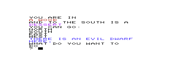 Land of Tezrel (VIC-20) screenshot: Evil Dwarf Here