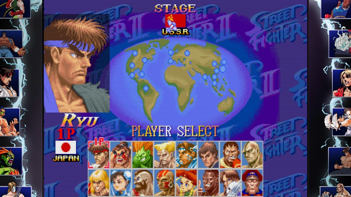 Street Fighter: 30th Anniversary Collection (Nintendo Switch) screenshot: Super SFII Turbo - Character selection