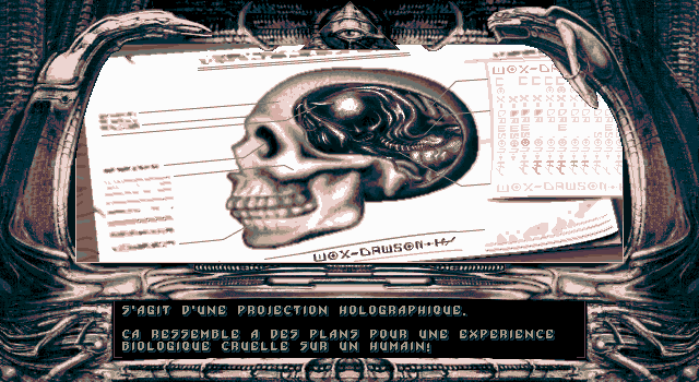 Dark Seed (DOS) screenshot: The plans for a gruesome experiment on you