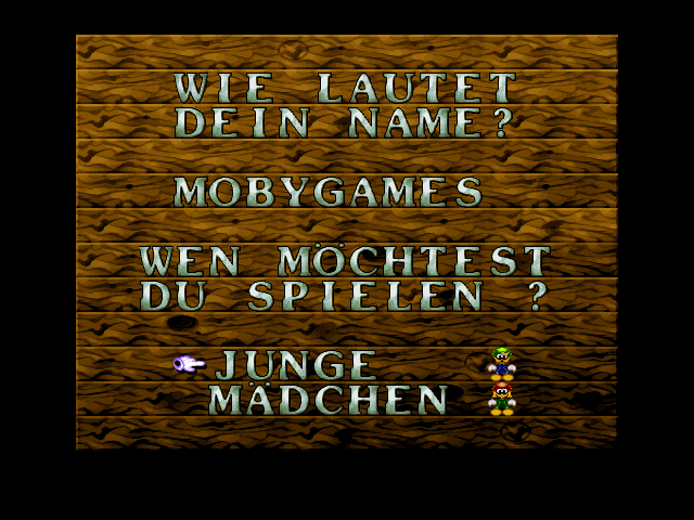 Die Pirateninsel (DOS) screenshot: Enter your name and select a boy or girl