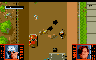 Terminator 2: Judgment Day (Amiga) screenshot: Level 2 - Ride a motorbike through the flood channel