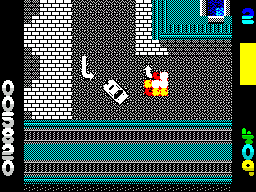Miami Chase (ZX Spectrum) screenshot: Its damaged my car but this bad guy rammed me and blew up, still scores me points though