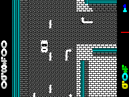 Miami Chase (ZX Spectrum) screenshot: This is how its supposed to be done, get behind them, switch into the same lane, then fire