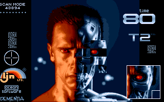 Terminator 2: Judgment Day (Amiga) screenshot: Level 5 - Repair damaged eye on the T800's face (different version)