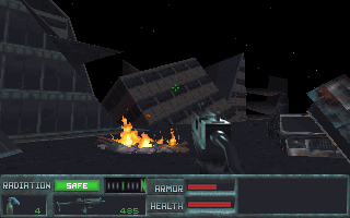 The Terminator: Future Shock (DOS) screenshot: Area's are large and war-torn