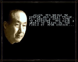 Full Contact (Amiga) screenshot: The monk is pleased with your progress.