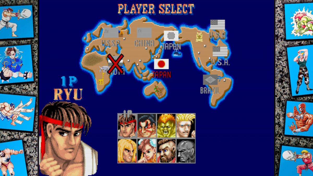 Street Fighter: 30th Anniversary Collection (Nintendo Switch) screenshot: SFII The World Warrior - character selection