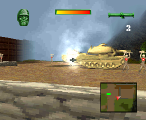 Army Men: Sarge's Heroes (PlayStation) screenshot: Bazooka training.