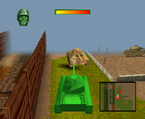 Army Men: Sarge's Heroes (PlayStation) screenshot: Tank training.