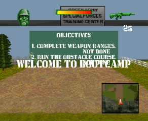 Army Men: Sarge's Heroes (PlayStation) screenshot: Get ready to be trained soldier.