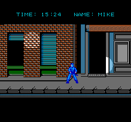 Hostage: Rescue Mission (NES) screenshot: Getting to your sniper post is dangerous work. Avoid the spotlights