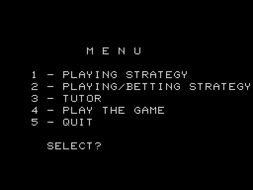 Screenshot of Blackjack Master (TRS-80, 1980) - MobyGames