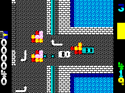 Miami Chase (ZX Spectrum) screenshot: The road between two water reservoirs