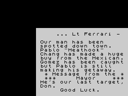 Miami Chase (ZX Spectrum) screenshot: Description of the 5th mission