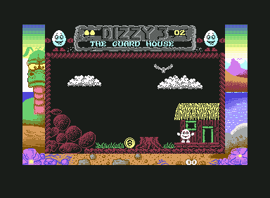 Fantasy World Dizzy (Commodore 64) screenshot: The guard house.