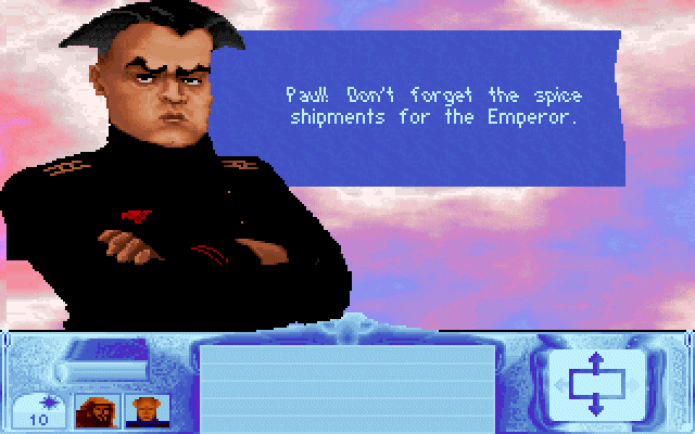 Dune (DOS) screenshot: As you get more and more affected by the spice, you'll be able to receive visions