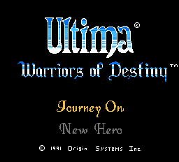 Ultima: Warriors of Destiny (NES) screenshot: Title Screen
