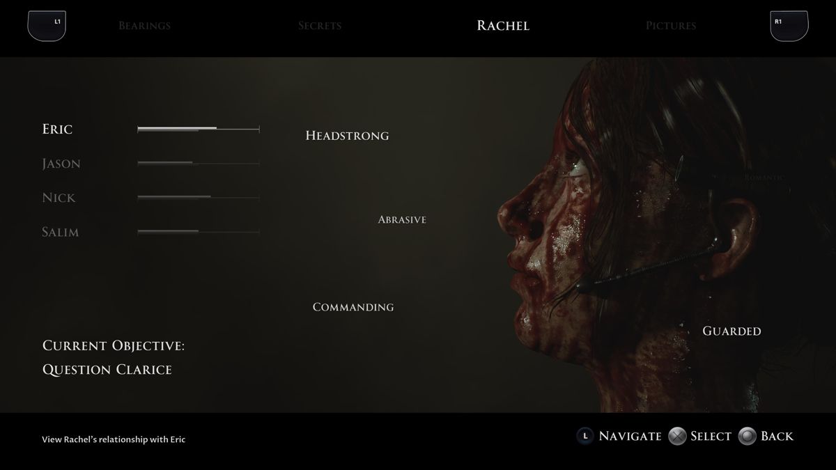The Dark Pictures Anthology: House of Ashes (PlayStation 5) screenshot: Rachel's character traits