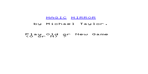 Magic Mirror (VIC-20) screenshot: Title Screen