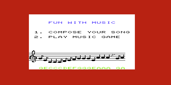 Fun With Music (VIC-20) screenshot: Main Menu