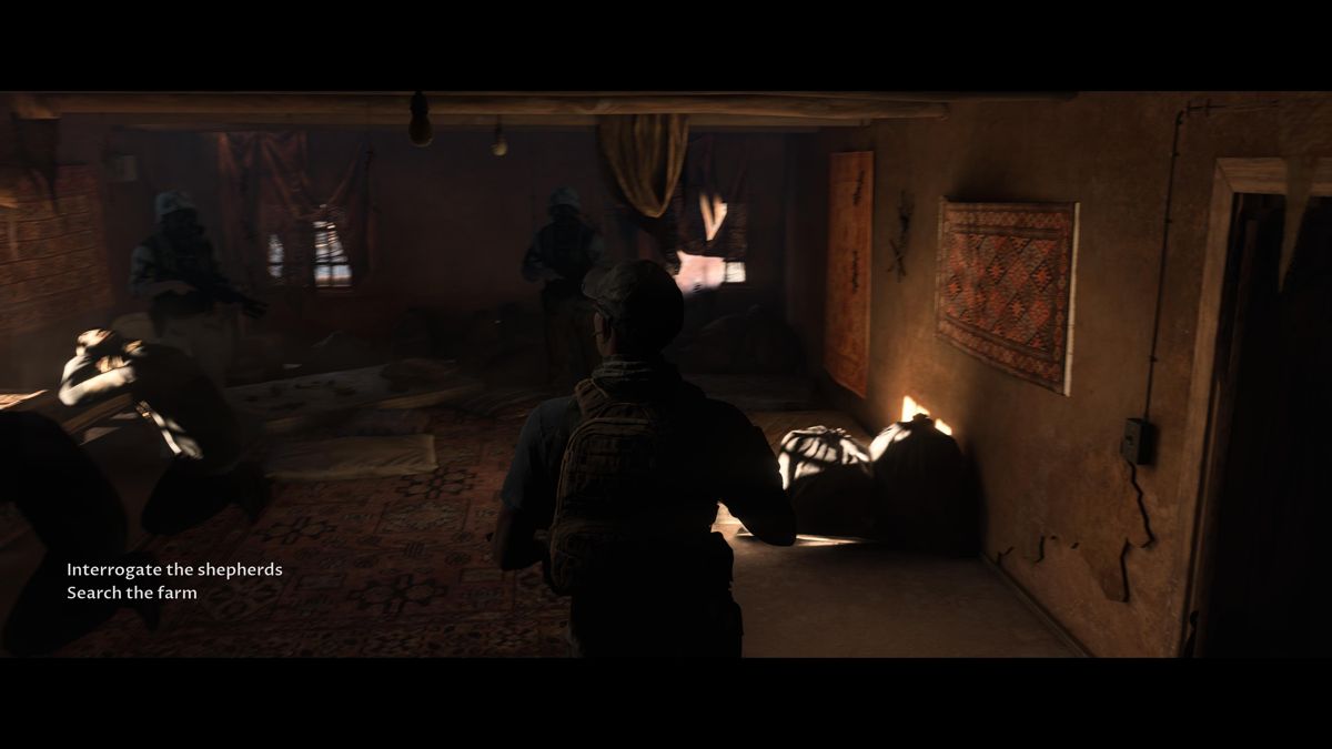 The Dark Pictures Anthology: House of Ashes (PlayStation 5) screenshot: Interrogating simple farmers