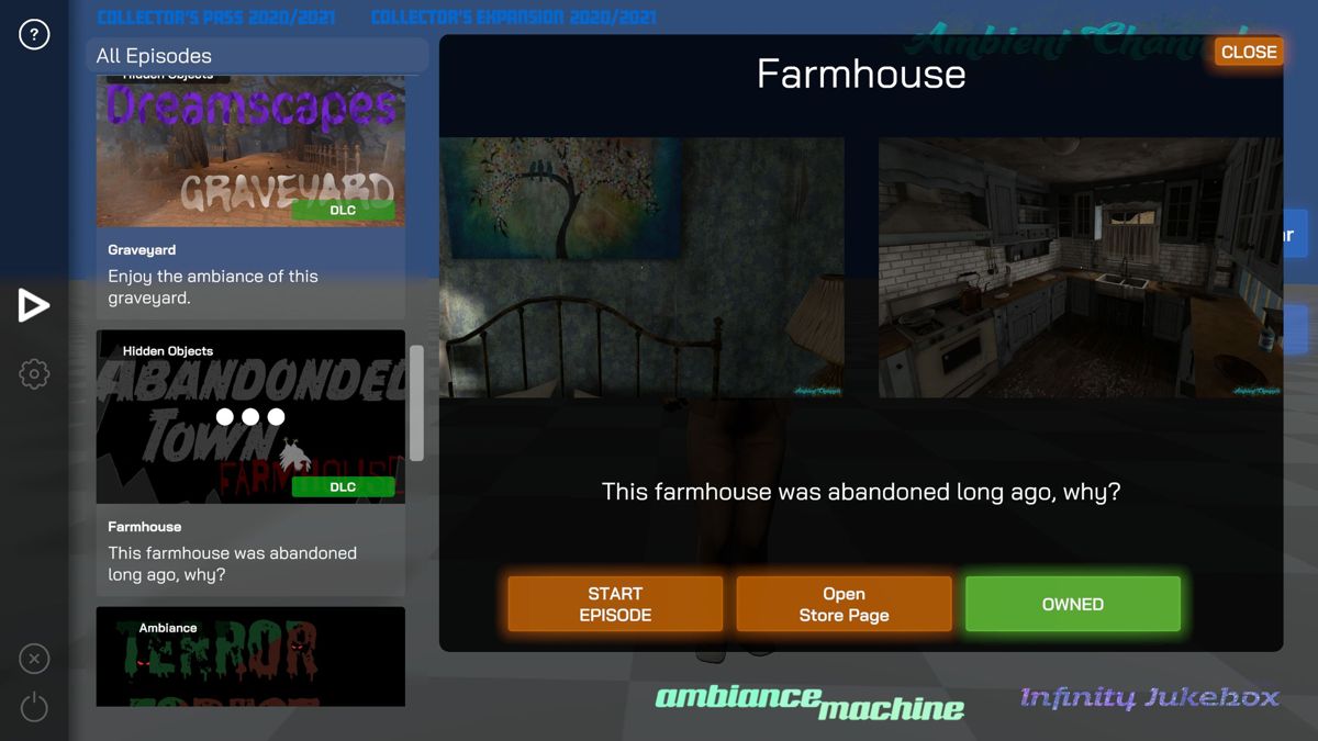 Ambient Channels: Abandoned Town - Farmhouse (Windows) screenshot: Abandoned Town: Farmhouse episode selected