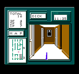 Hostage: Rescue Mission (NES) screenshot: Inside, things are shown in a maze like format. Technically it's 3rd person.