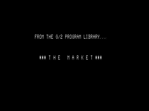 The Market (TRS-80) screenshot: Title Screen