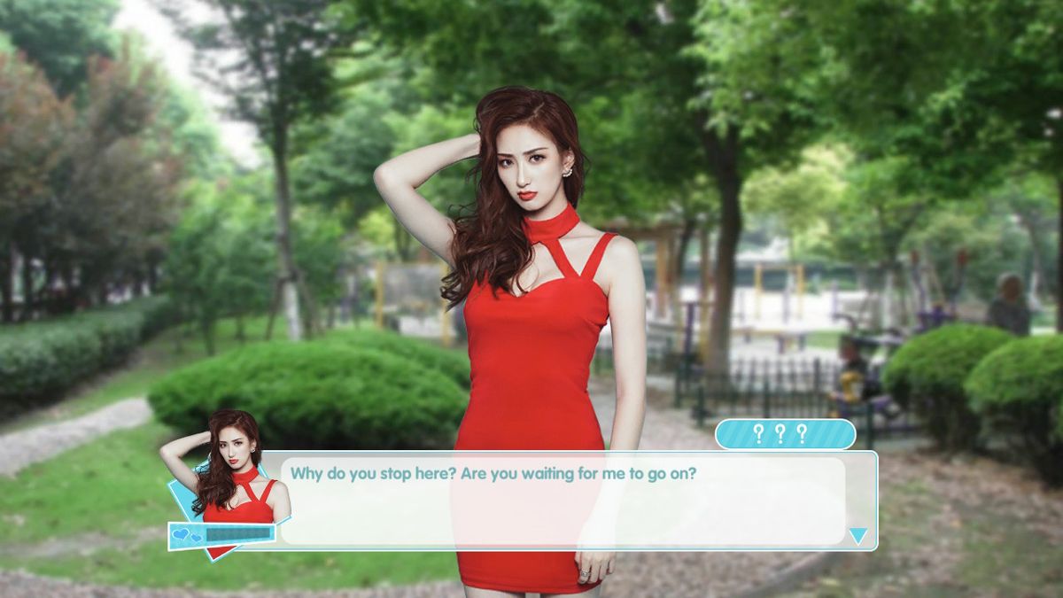 Summer Sweetheart: Midsummer Night (Nintendo Switch) screenshot: Meeting Chihiro with DLC's Formal Dress applied