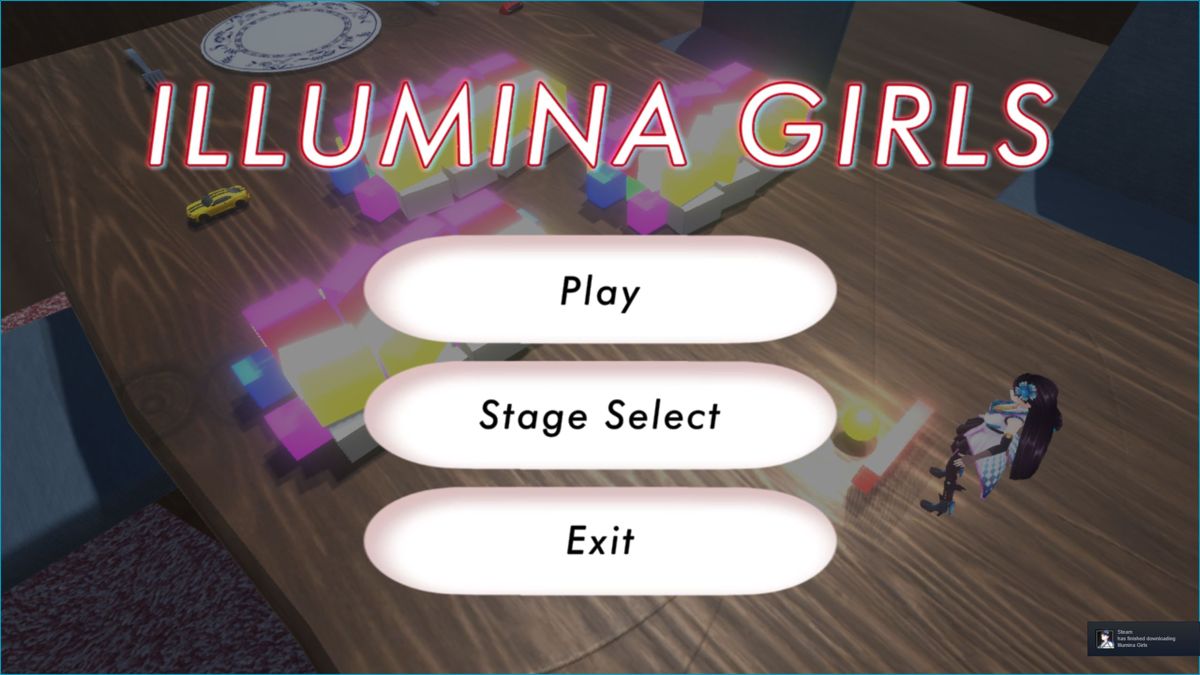 Illumina Girls (Windows) screenshot: The title screen and main menu.<br>The background is animated
