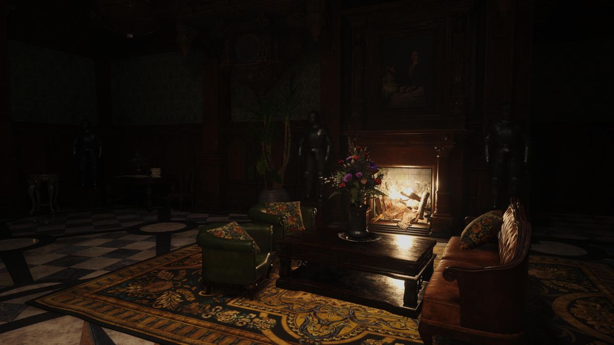 Maiden (PlayStation 5) screenshot: There's a piece of clothes burning in the fireplace