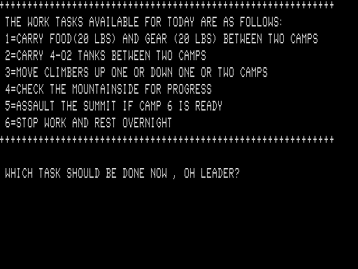 Screenshot of Everest (TRS-80, 1979) - MobyGames