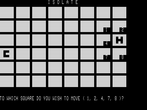 Isolate (TRS-80) screenshot: Movement