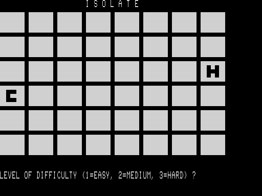 Isolate (TRS-80) screenshot: Starting Positions
