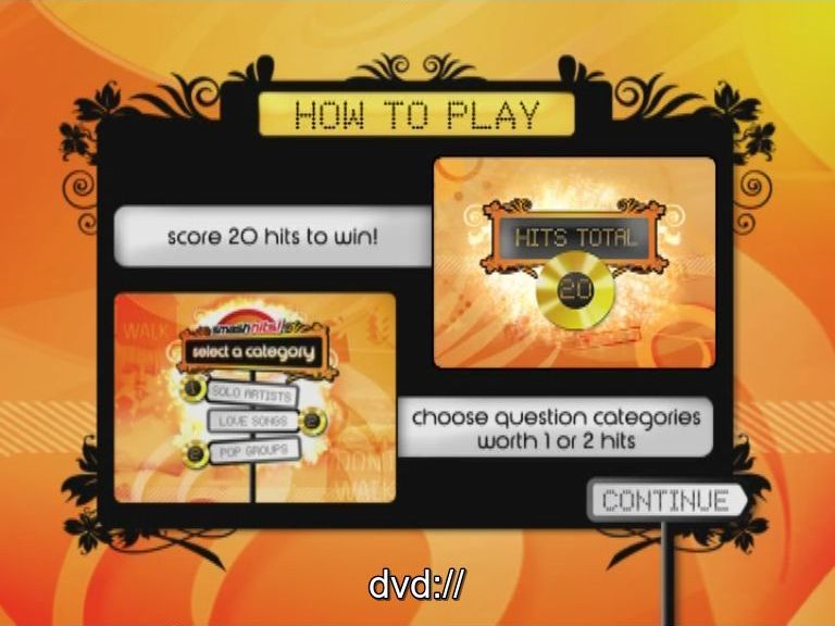 Smash Hits!: Ultimate Pop Quiz (DVD Player) screenshot: The game instructions