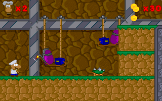 Super Roco Bros. (DOS) screenshot: Level 2 has a different theme and new enemies.