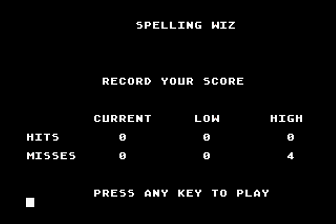 Spelling Wiz (Atari 8-bit) screenshot: Final Score